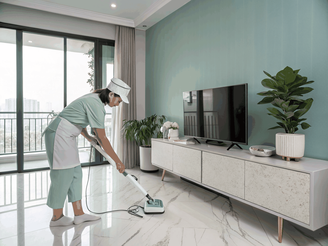 Deep cleaning service in a modern Dubai apartment