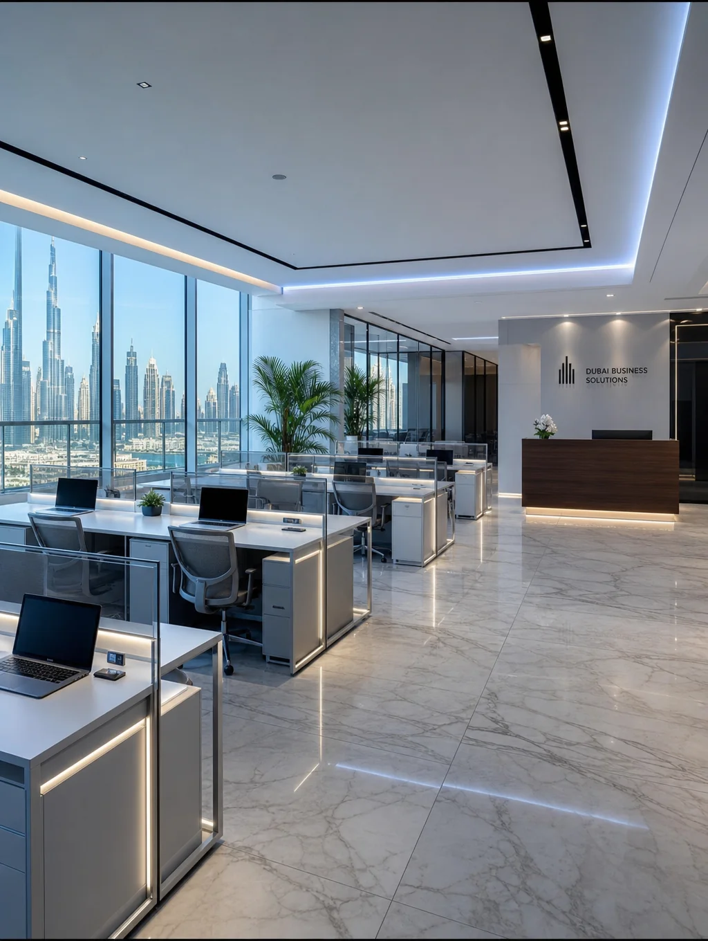 Professional office cleaning service in a modern Dubai workspace
