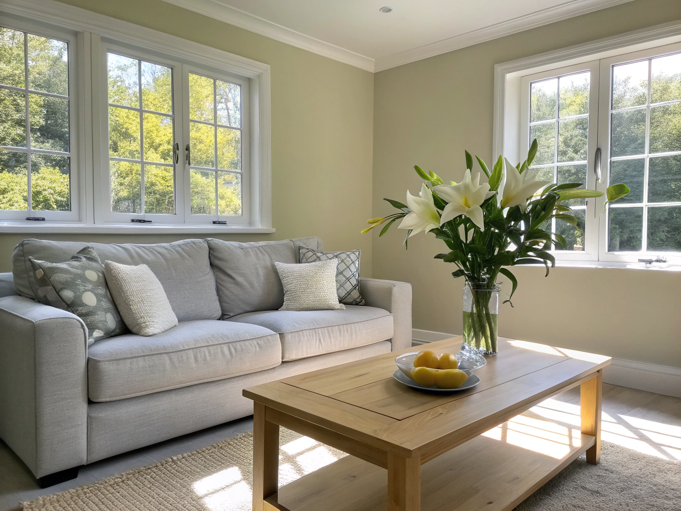 A pristine, sparkling clean living room in Dubai after professional cleaning service